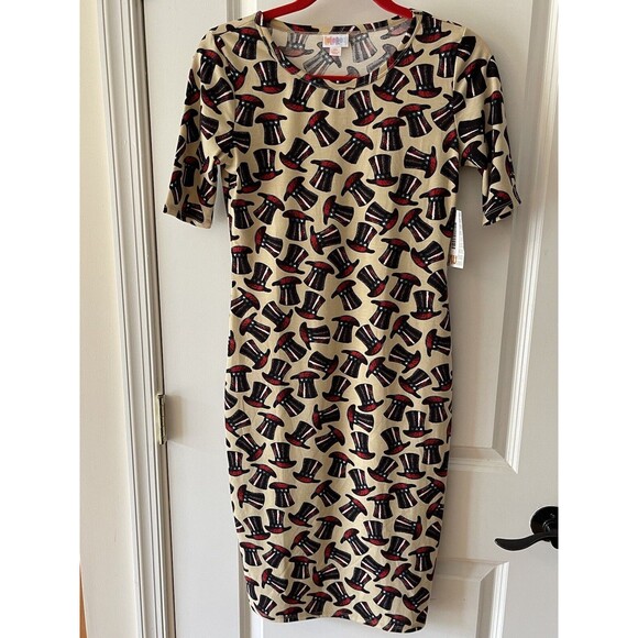 LuLaRoe XS Julia Dress Patriotic Uncle Sam Hat Dress 4th Of July NWT Bin S - Picture 1 of 9